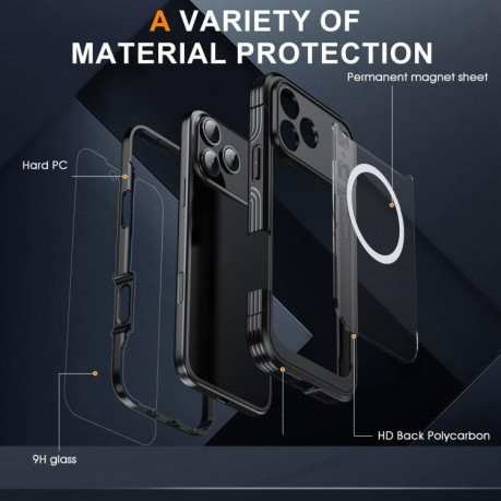 Двосторонний противоударный чехол Life Waterproof MagSafe Magnetic Rugged для iPhone 17 Pro - голубой