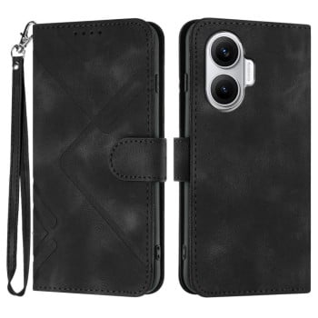 Чехол-книжка Line Pattern Skin Feel Leather для Xiaomi Poco F7 - чорний
