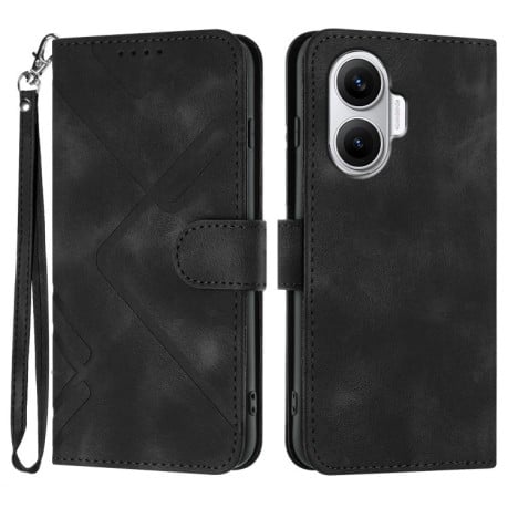 Чехол-книжка Line Pattern Skin Feel Leather для Xiaomi Poco F7 - черный