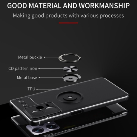 Ударозахисний чохол Metal Ring Holder 360 Degree Rotating на Xiaomi Redmi Note 12 Pro+ 5G - чорно-синій