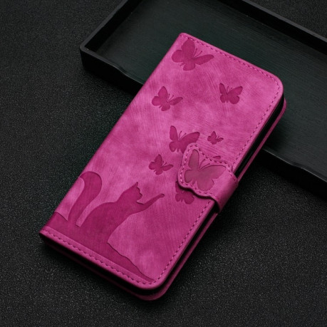 Чехол-книжка Cat Embossing Pattern на Samsung Galaxy A55 - розовый