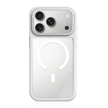 Чохол Escase з силіконовою рамкою, прозорою спинкою і магнітом на iPhone 18 Pro Max — білий