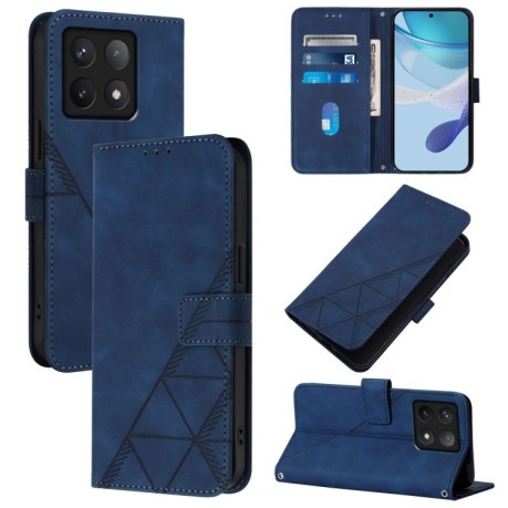 Чохол-книжка Crossbody 3D Embossed Flip Leather на Xiaomi 14T Pro - синій