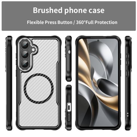 Чехол Carbon Fiber с MagSafe Translucent на Samsung Galaxy S25 FE 5G - черный
