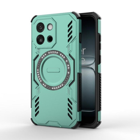 Противоударный чехол Butterfly Armor MagSafe Magnetic Ring Shockproof для OnePlus 13T - зеленый
