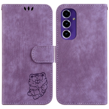 Чехол-книжка Little Tiger Embossed Leather на Samsung Galaxy S24 FE 5G - фиолетовый