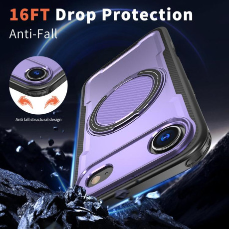 Противоударный чехол Metal 360 Degree Rotation Holder MagSafe на iPhone Air - фиолетовый