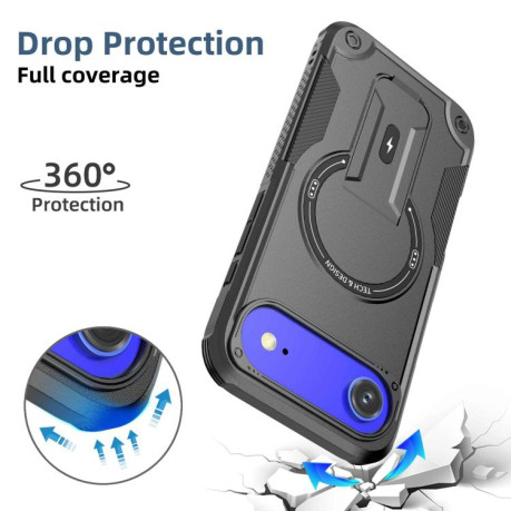 Противоударный чехол Armor Magsafe Holder PC Hybrid TPU для iPhone Air - черный