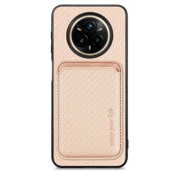 Чехол Carbon Fiber Leather Card Magnetic на Realme 14 Pro+ - хаки