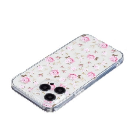 Чехол Colored Drawing Pattern Transparent  Series на iPhone 16 Pro Max - Pink Floral