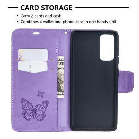 Чохол-книжка Butterflies Pattern Samsung Galaxy S20 FE - фіолетовий