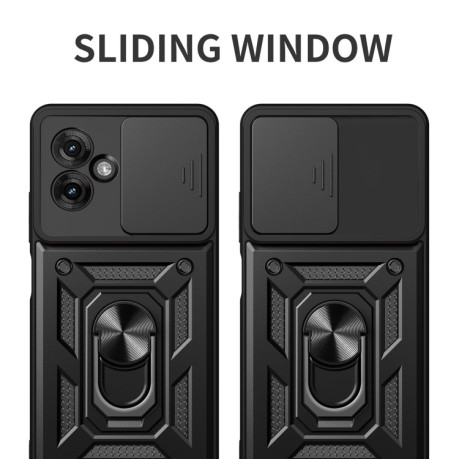 Противоударный чехол Camera Sliding для Motorola Moto G55 - серебристый