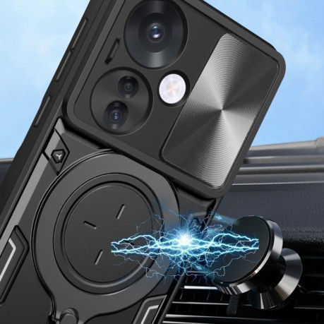 Чохол протиударний CD Texture Sliding Camshield Magnetic Holder на OPPO Reno11 F 5G Global - фіолетовий