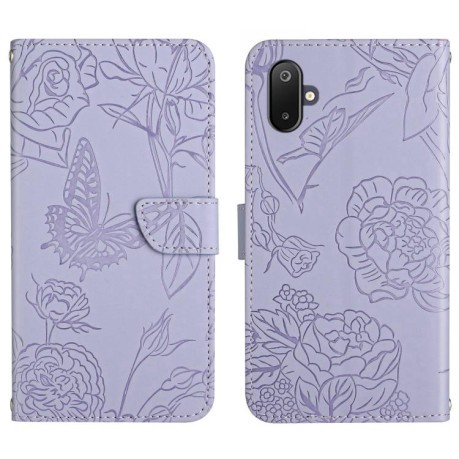 Чохол-книжка Embossed Butterfly для Samsung Galaxy M06 5G - фіолетовий