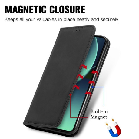 Чехол-книжка Retro Skin Feel Magnetic Flip Leather для Xiaomi 13T / 13T Pro - черный