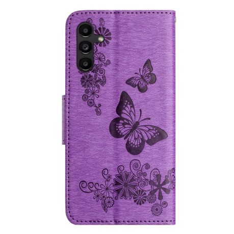 Чехол-книжка Embossed Butterfly для Samsung Galaxy A55 - фиолетовый