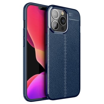 Противоударный чехол Litchi Texture на iPhone 13 Pro - синий