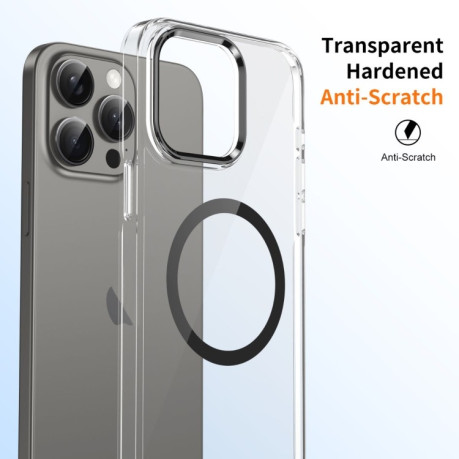 Противоударный чехол Ice Feel HD Transparent MagSafe PC для  iPhone 16 Pro - черный