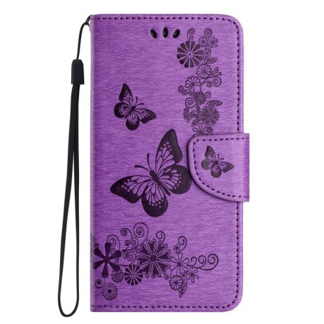 Чехол-книжка Embossed Butterfly для Samsung Galaxy A24 / A25 5G - фиолетовый