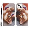 Чехол-книжка Colored Drawing Pattern для  iPhone 14 Plus - Butterfly Cat