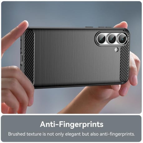 Чехол Brushed Texture Carbon Fiber на Samsung Galaxy S25 FE 5G - черный