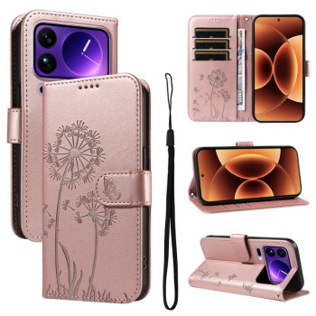 Чехол-книжка Dandelion Embossed Pattern Flip Leather на Xiaomi 17 Pro Max — розово-золотой