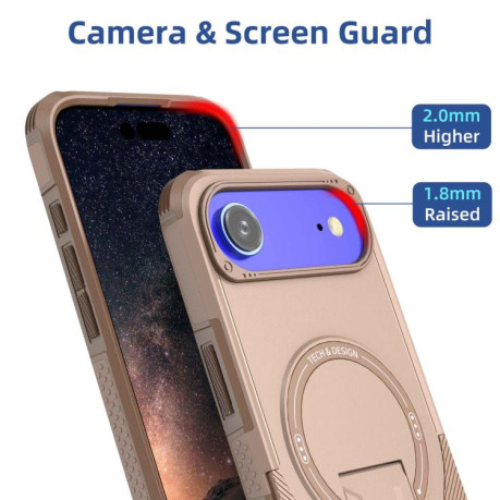 Противоударный чехол Armor Magsafe Holder PC Hybrid TPU для iPhone Air - Gold