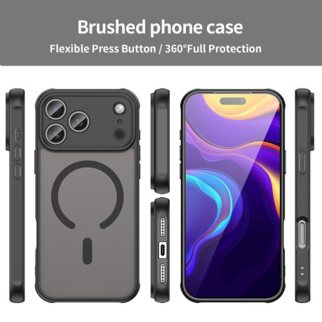 Противоударный чехол Fan Dun Series TPU Hybrid PC Frosted Magsafe для iPhone 17 Pro Max - черный