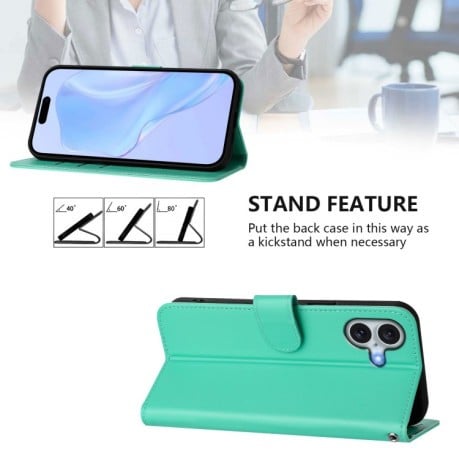 Чохол-книжка Skin Feel S-type для iPhone 16 Plus - зелений