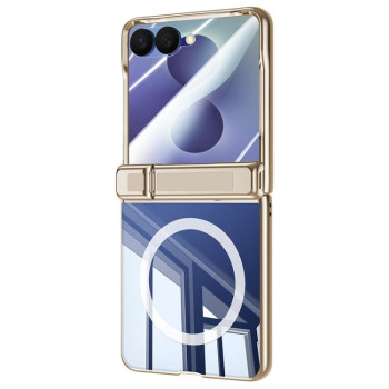 Прозорий магнітний чохол Electroplating Transparent Hinge Holder Magnetic з захистом шарніра на Samsung Galaxy Flip8 5G — золотий
