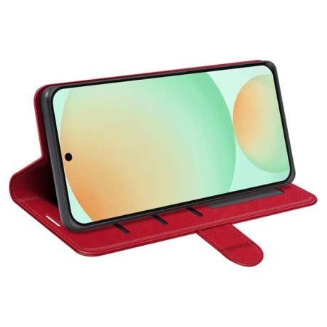 Чохол-книжка з фактурою R64 та магнітним хлястиком на Samsung Galaxy S25 FE 5G - червоний