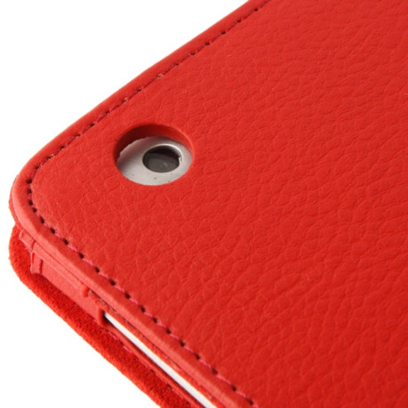 Кожаный Чехол Litchi Texture Sleep / Wake-up красный для iPad 4/ 3/ 2