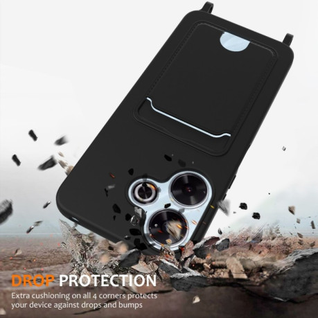 Силіконовий чохол Integrated Card Bag Solid Color Liquid Silicone на Xiaomi Poco M6 4G - чорний