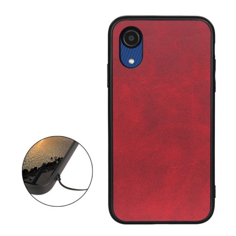 Противоударный чехол Two-color Cowhide Texture для Samsung Galaxy A03 - красный
