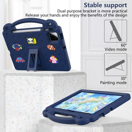 Противоударный чехол EVA Handle Kickstand Children для Xiaomi Pad 7 / 7 Pro 2024 - синий