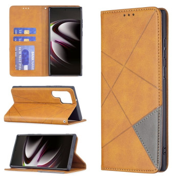 Чохол-книга Rhombus Texture для Samsung Galaxy S22 Ultra 5G - жовтий