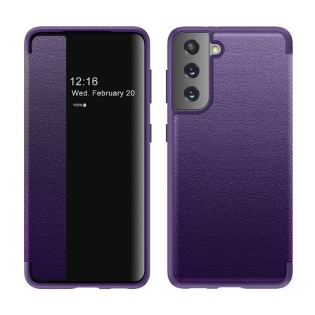 Чохол-книжка Side Window View на Samsung Galaxy S21 - фіолетовий