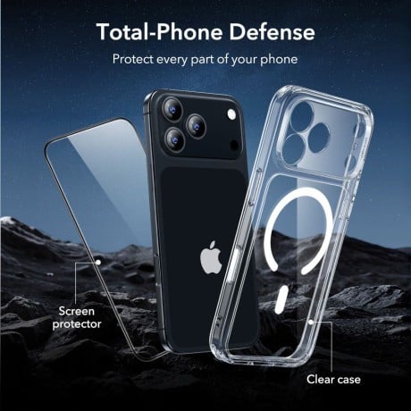 Оригінальний чохол ESR Classic Hybrid з MagSafe + накладка на клавішу на iPhone 17 Pro - Clear