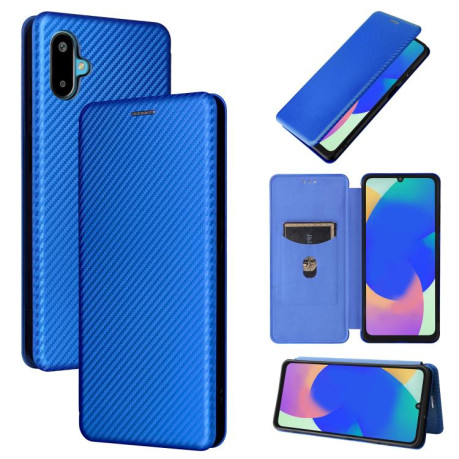 Чехол-книжка Carbon Fibre Texture на Samsung Galaxy M06 5G - синій