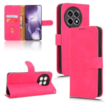 Чохол-книжка Skin Feel Magnetic Flip Leather для OnePlus 13R/Ace 5/Ace 5 Pro - пурпурно-червоний