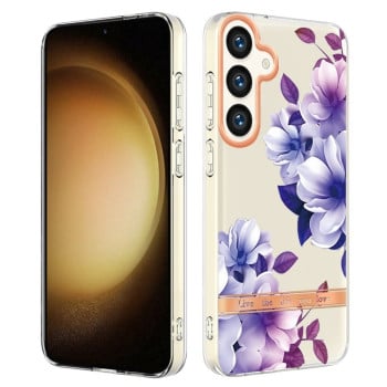 Противоударный чехол Flowers and Plants гибрид твердого и мягкого материала для Samsung Galaxy S24 5G - Begonia
