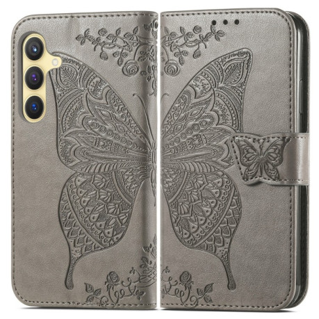 Чохол-книжка Butterfly Love Flower Embossed на Samsung Galaxy S24+ - сірий