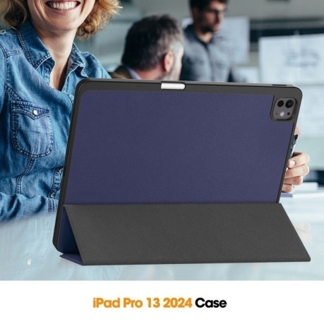 Чохол-книжка Custer Pattern Pure Color 3-Fold Holder на iPad Pro 13 2024 - синій