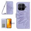 Чохол-книжка Skin Feel з малюнком соняшника на Xiaomi 17T Pro 5G — фіолетовий