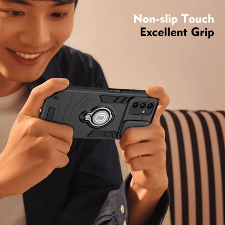 Противоударный чехол Sliding Camshield Ring Holder для Samsung Galaxy A16 5G - черный