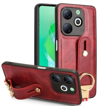 Противоударный чехол Wristband Leather Back для Infinix Smart 8 - красный
