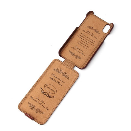 Кожаный флип-чехол Fierre Shann Retro Oil Wax Texture на iPhone X / XS-коричневый
