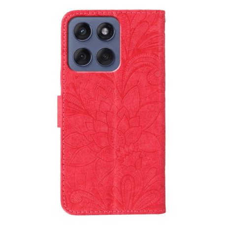 Чехол-книжка Lace Flower Embossing для Motorola Edge 60 Fusion 5G - красный