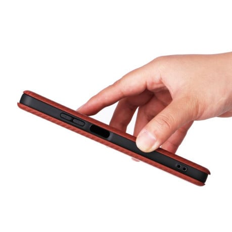 Чохол-книжка Carbon Fiber Texture на OPPO A5 5G/4G Global - коричневий