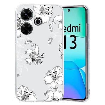 Чехол Colored Drawing Pattern Transparent TPU для Xiaomi Redmi 13 4G - Flower